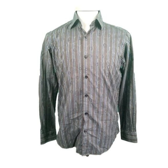 Bugatchi Uomo Medium Multi Color Stripe Long Sleeve Button Front Cotton Shirt. - Picture 1 of 6